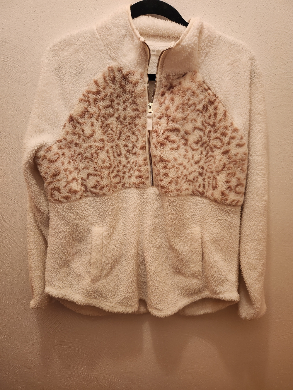 Maurices Leopard Print Sherpa Half-Zip Size M